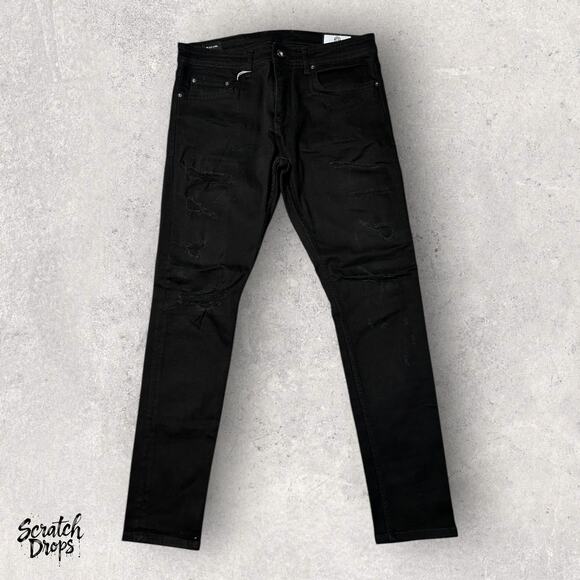 Salvatore Men's Black Distressed Jeans Size 34x30 Stylish Casual Denim Pants